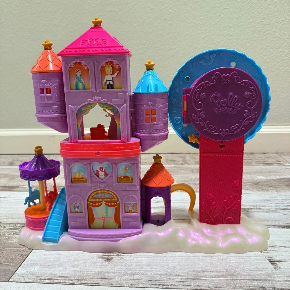 Polly Pocket Rainbow Castle Playset Ferris Wheel‎ Carousel - Not complete